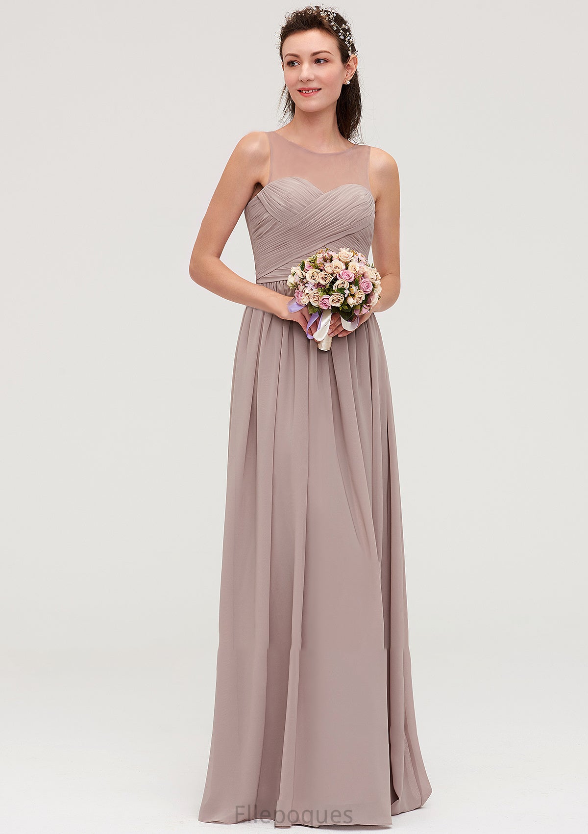 Sleeveless A-line/Princess Chiffon Long/Floor-Length Bridesmaid Dresseses With Pleated Gracie HOP0025479