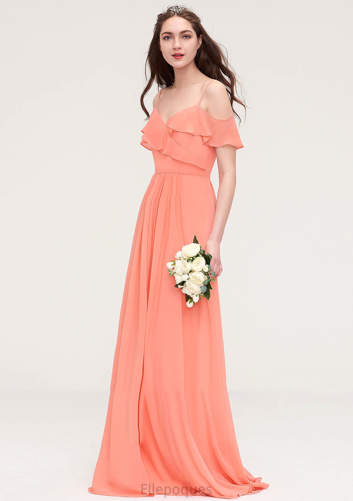 Sleeveless Sweetheart Long/Floor-Length Chiffon A-line/Princess Bridesmaid Dresses With Pleated Henrietta HOP0025492