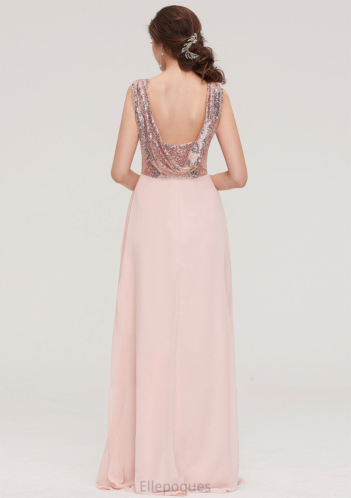 Sleeveless Long/Floor-Length Sweetheart A-line/Princess Chiffon Bridesmaid Dresses With Pleated Sequins Rylie HOP0025494