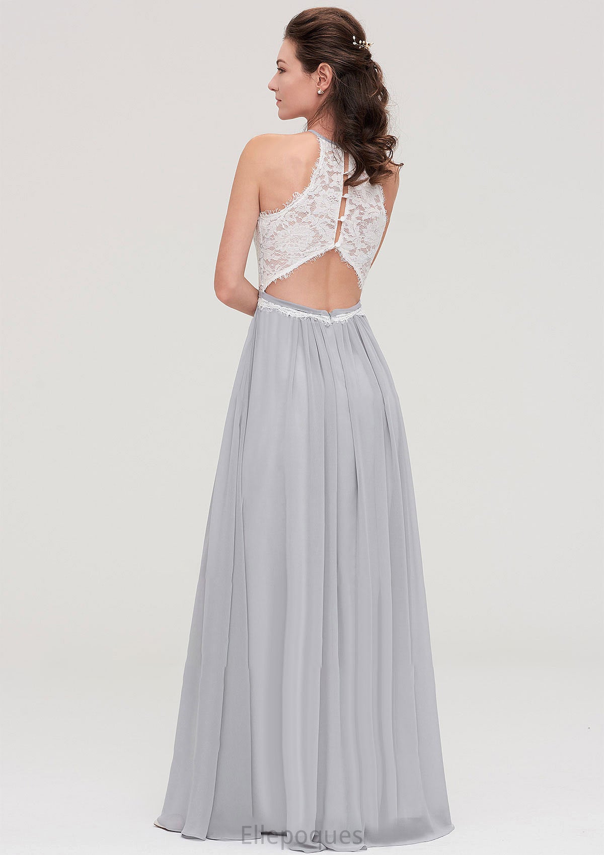 Sleeveless Scoop Neck A-line/Princess Chiffon Long/Floor-Length Bridesmaid Dresseses With Lace Kelsie HOP0025497