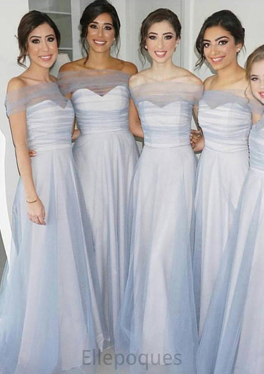 Off-The-Shoulder A-Line/Princess Long/Floor-Length Tulle Bridesmaid Dresses Amaya HOP0025532