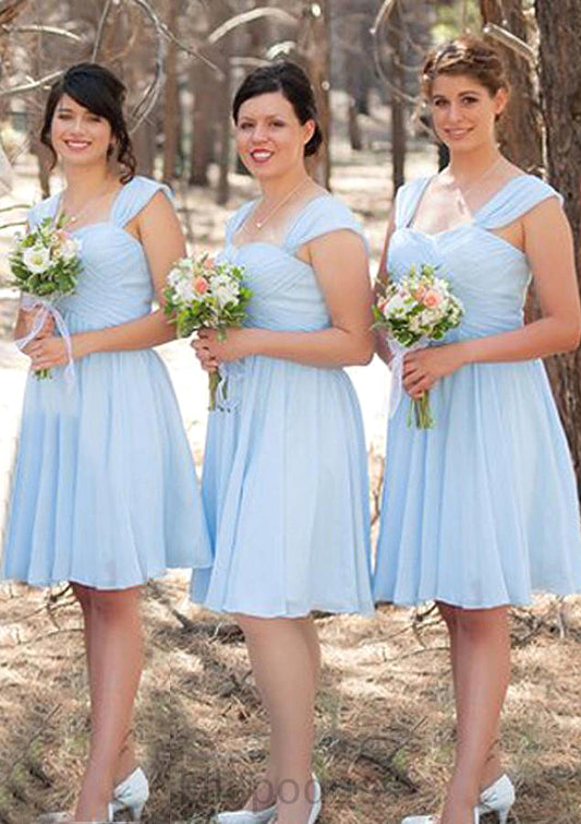 Sleeveless Scalloped Neck Knee-Length A-line/Princess Chiffon Bridesmaid Dresseses With Pleated Mackenzie HOP0025606