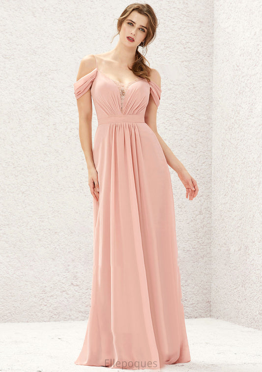 A-line Sweetheart Sleeveless Chiffon Long/Floor-Length Bridesmaid Dresses With Pleated Lace Maliyah HOP0025629