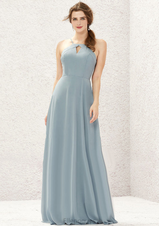 A-line Bateau Sleeveless Long/Floor-Length Chiffon Bridesmaid Dresses Bria HOP0025638