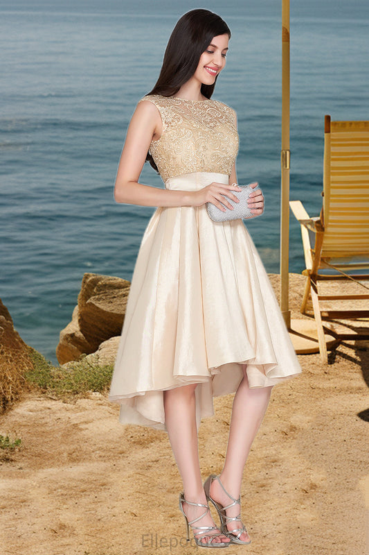 Alisha A-line Scoop Asymmetrical Lace Taffeta Tulle Homecoming Dress HOP0020592