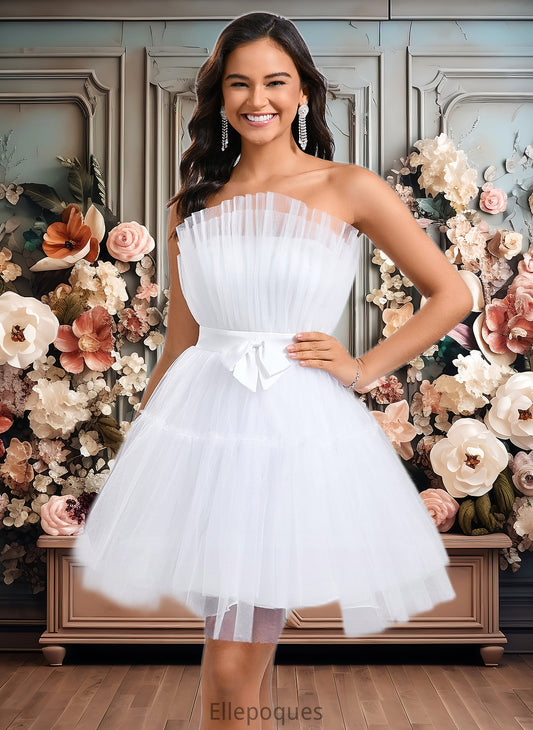 Lyric Ball-Gown/Princess Asymmetrical Short Tulle Homecoming Dress With Bow HOP0025709