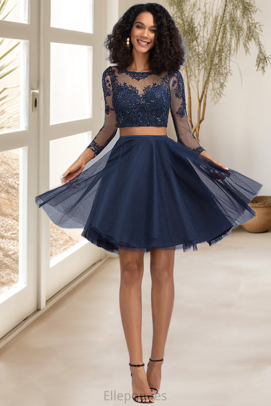 Jane A-line Scoop Short/Mini Tulle Homecoming Dress HOP0020573