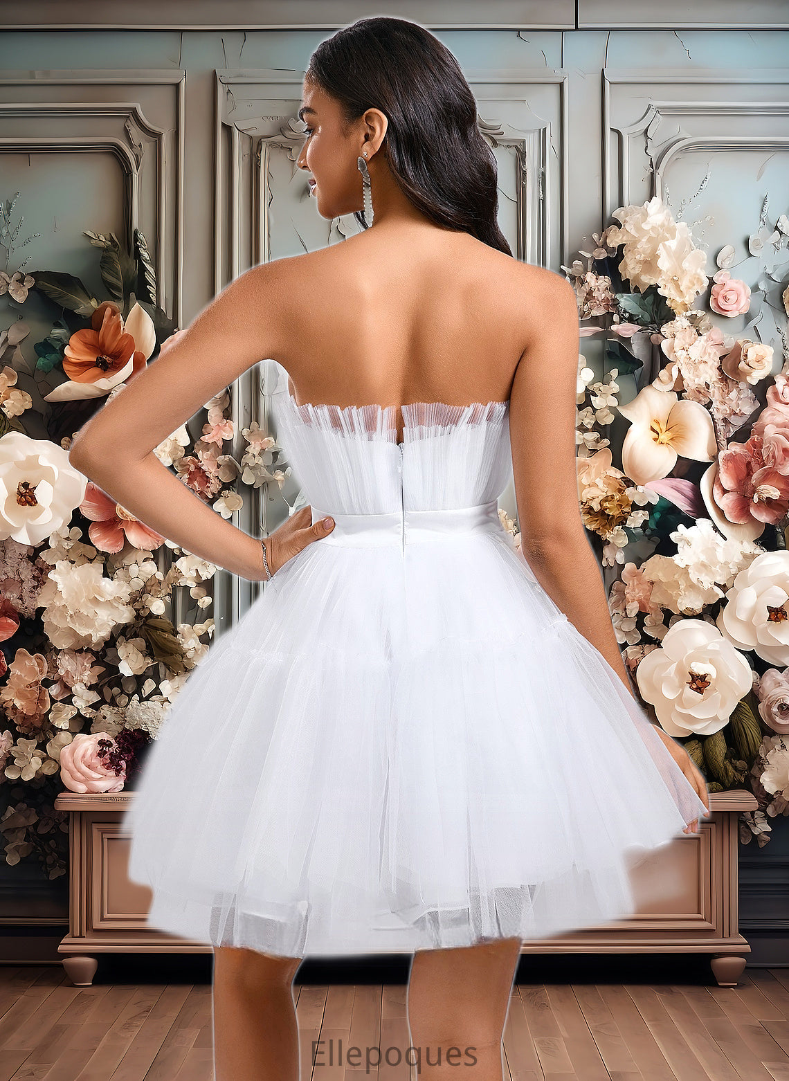 Lyric Ball-Gown/Princess Asymmetrical Short Tulle Homecoming Dress With Bow HOP0025709