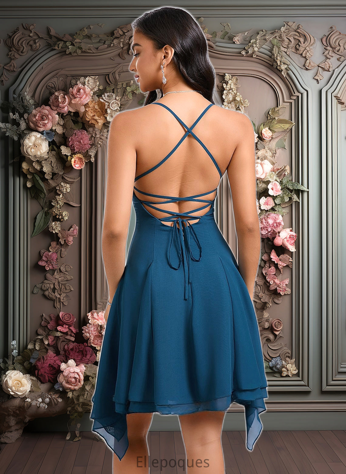 Deja A-line Straight Asymmetrical Chiffon Homecoming Dress HOP0025721