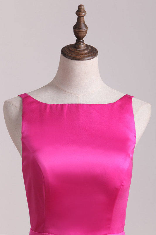 2024 Fuchsia Sexy Back Straps Homecoming Dresses A Line Satin