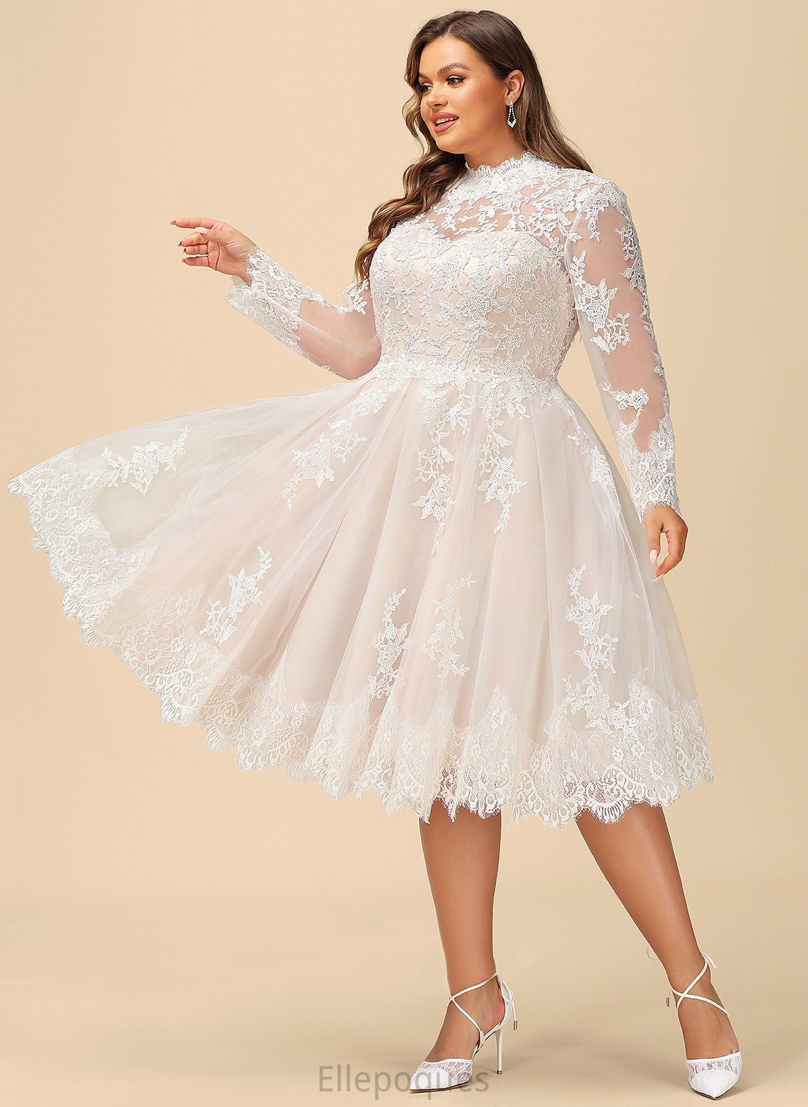 Dress A-Line Tulle Wedding Dresses Mylee Knee-Length Wedding Illusion Lace