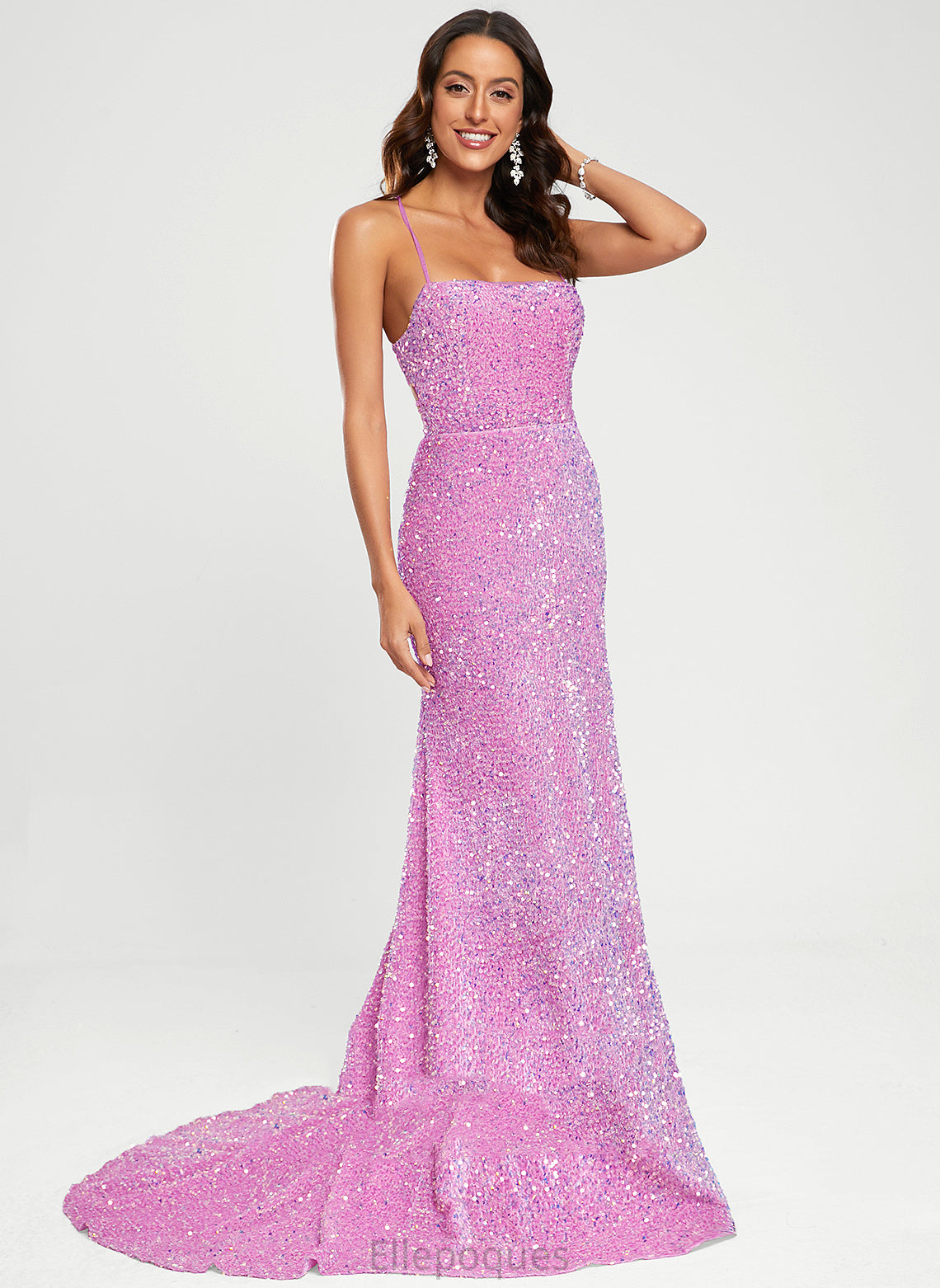 Sequined Train Trumpet/Mermaid Square Alisson Prom Dresses Sweep