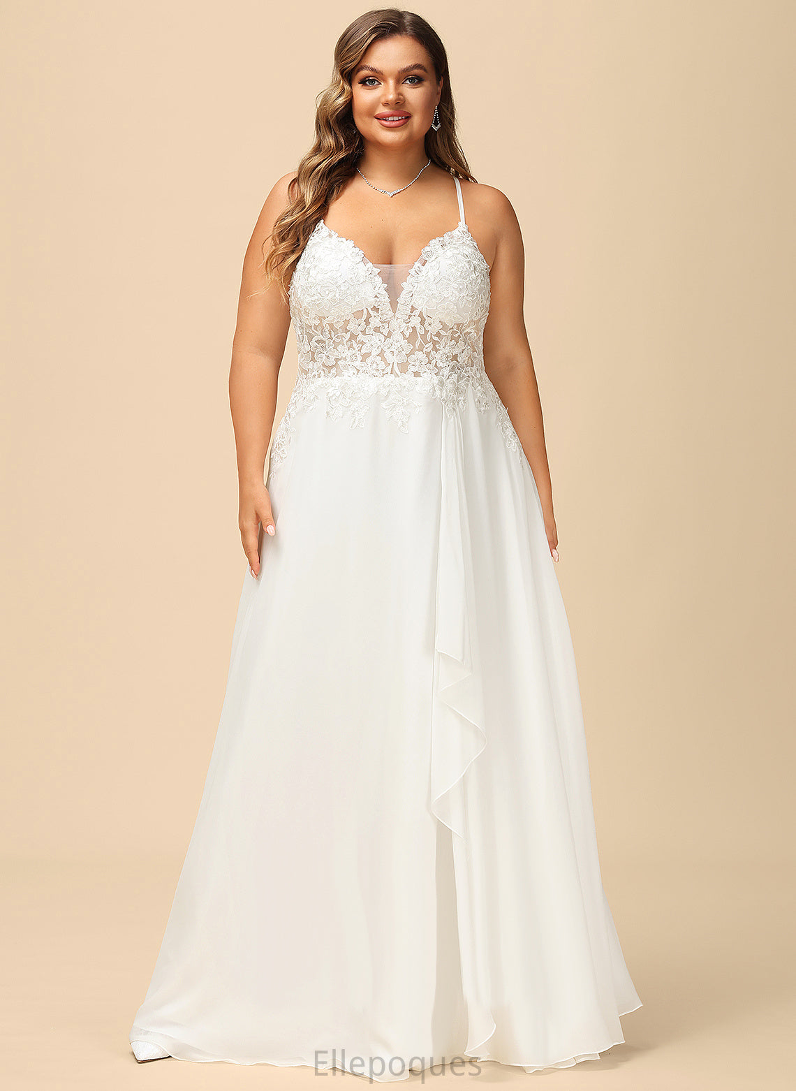 Chiffon With Wedding Dresses Floor-Length Wedding Lace Dress V-neck A-Line Ryleigh Sequins