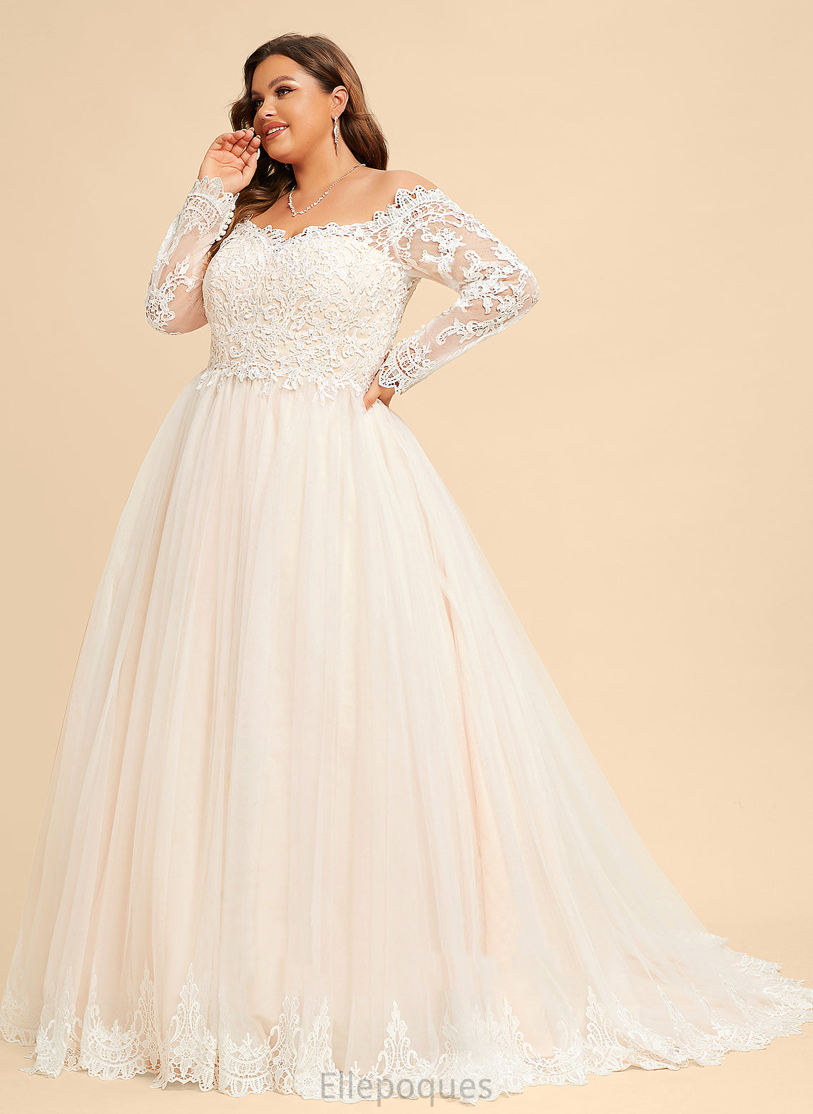 Chapel Peggie Tulle Dress Train Wedding Off-the-Shoulder Wedding Dresses Ball-Gown/Princess Lace