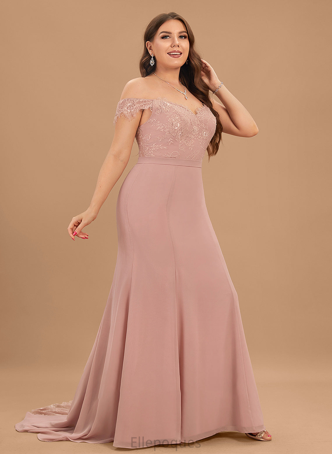 Train Lace Court Prom Dresses Mckinley With Sequins Off-the-Shoulder Chiffon Trumpet/Mermaid