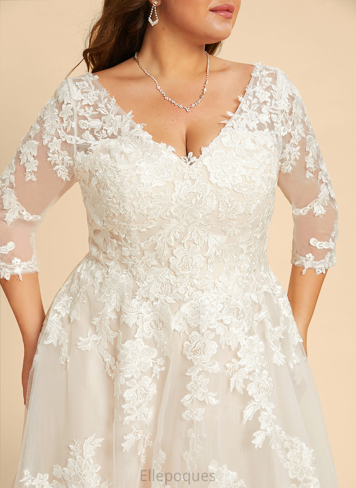 Wedding Lace Sequins Dress Tulle Wedding Dresses With Nayeli Court V-neck A-Line Train