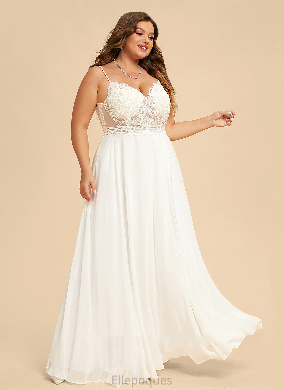 V-neck Wedding Dresses Dress A-Line Lace With Philippa Wedding Front Split Floor-Length Chiffon