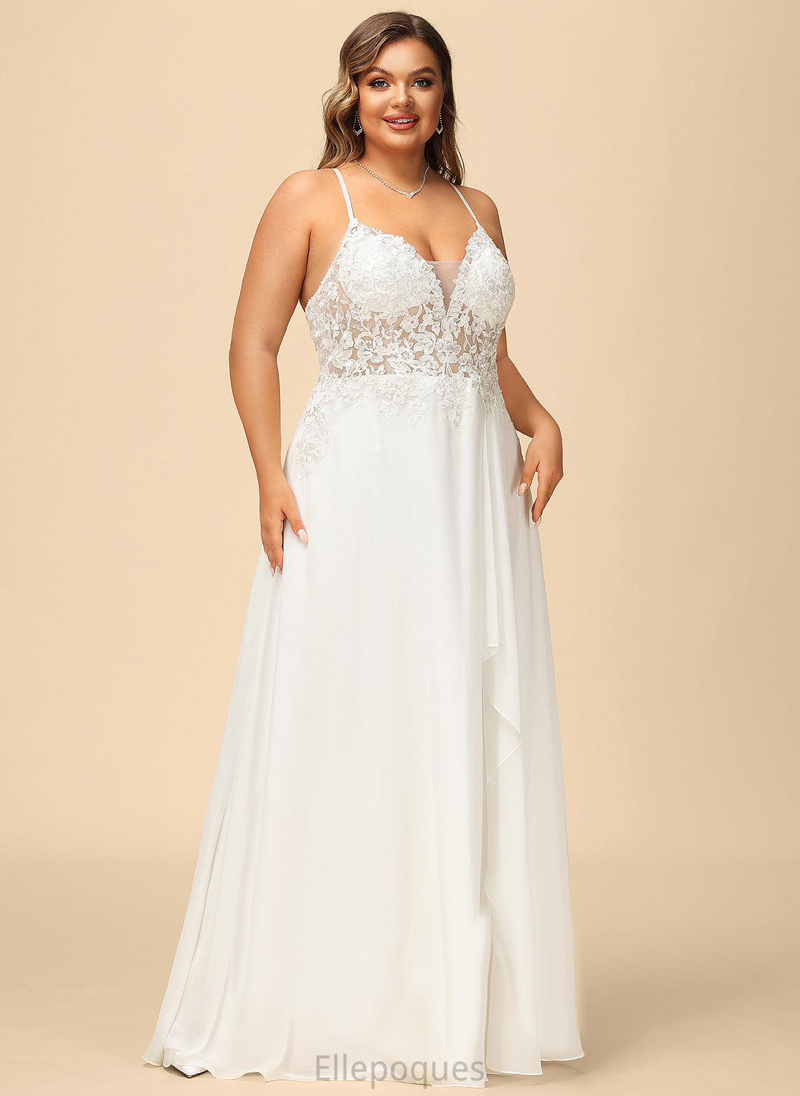 Chiffon With Wedding Dresses Floor-Length Wedding Lace Dress V-neck A-Line Ryleigh Sequins