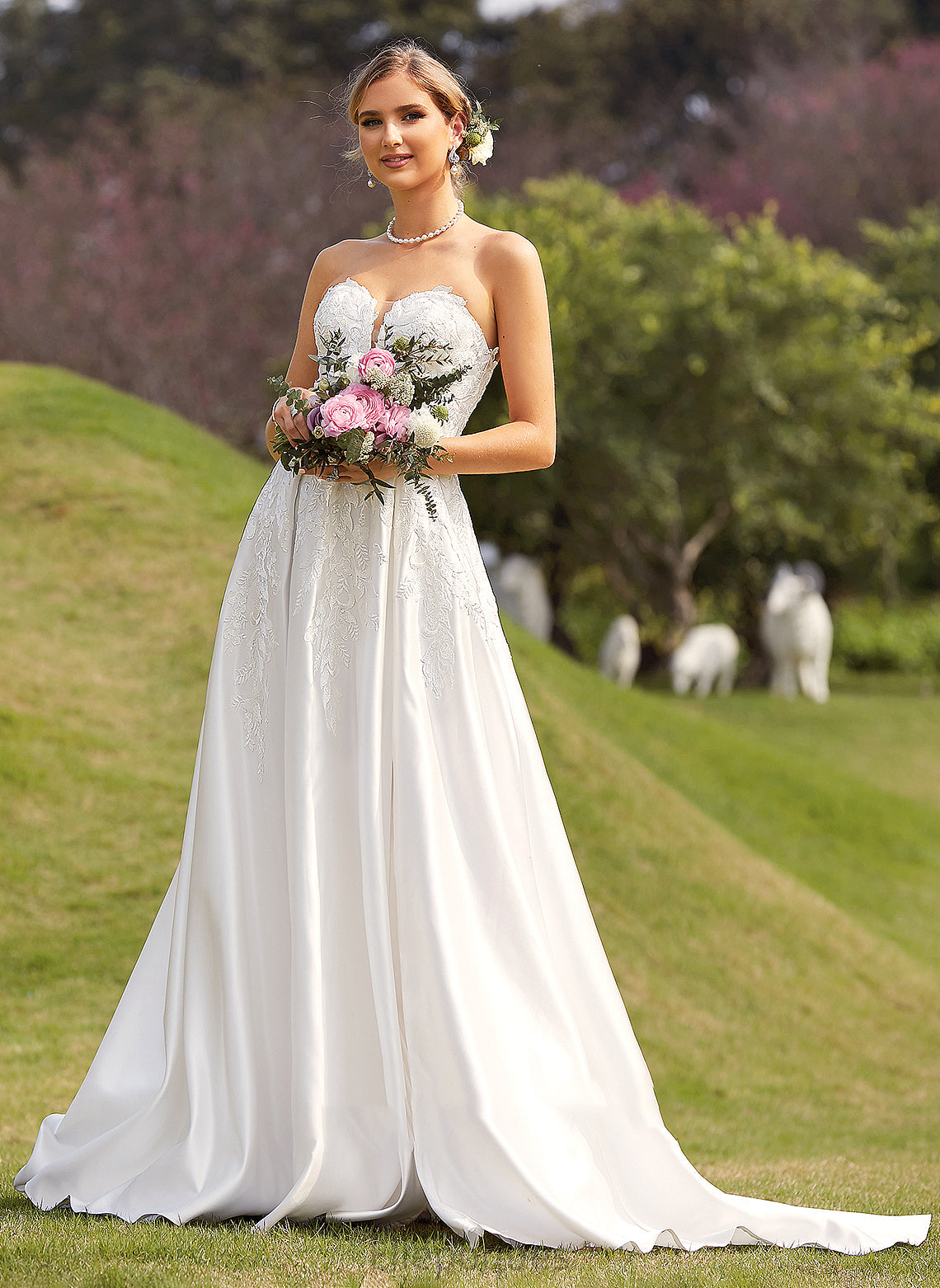 Dress Train Belen Split Wedding Dresses Chapel Ball-Gown/Princess Sweetheart Front Wedding With