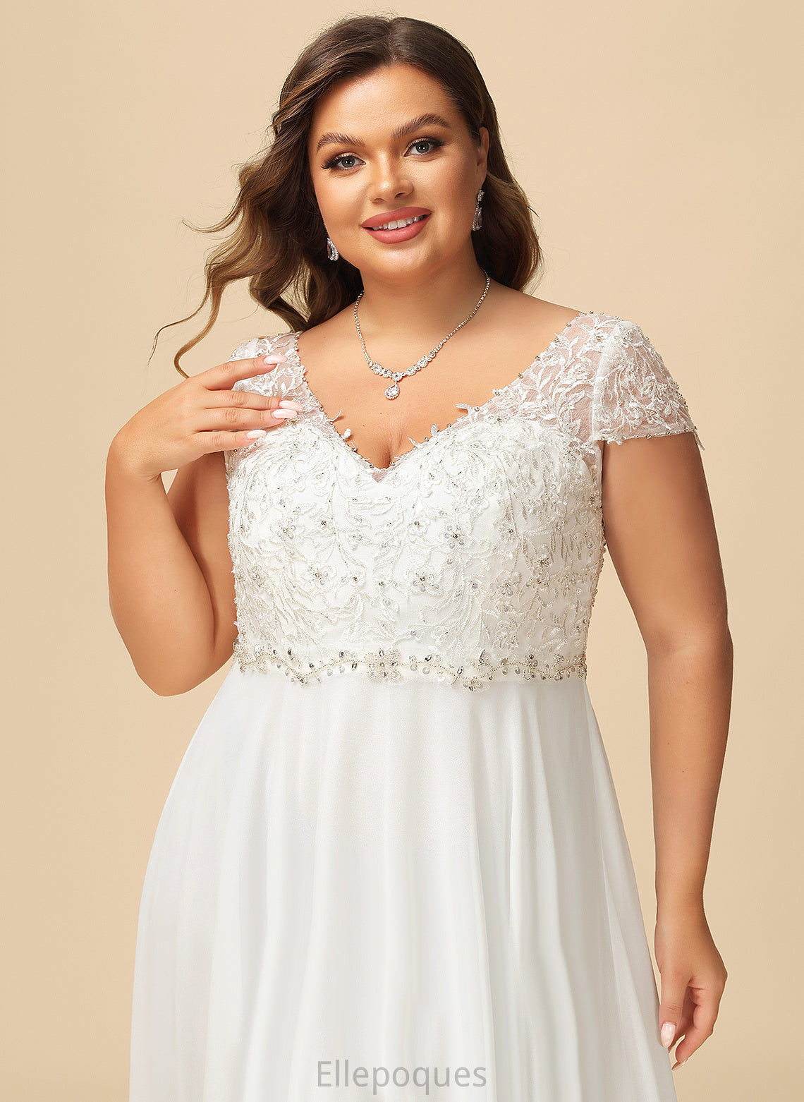 Chiffon V-neck Katharine Wedding Dresses Sequins Wedding Dress A-Line Floor-Length Beading Lace With