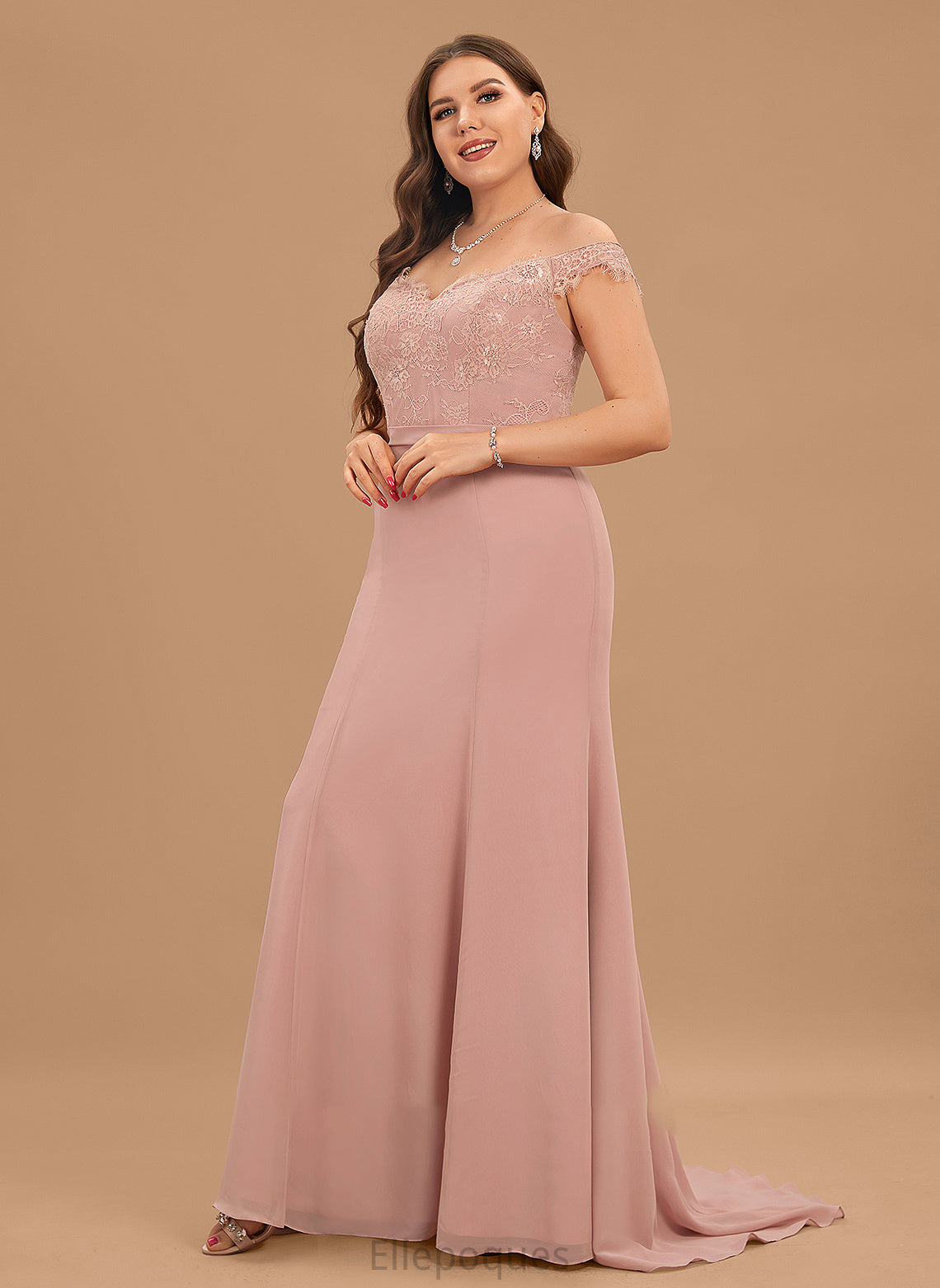 Train Lace Court Prom Dresses Mckinley With Sequins Off-the-Shoulder Chiffon Trumpet/Mermaid