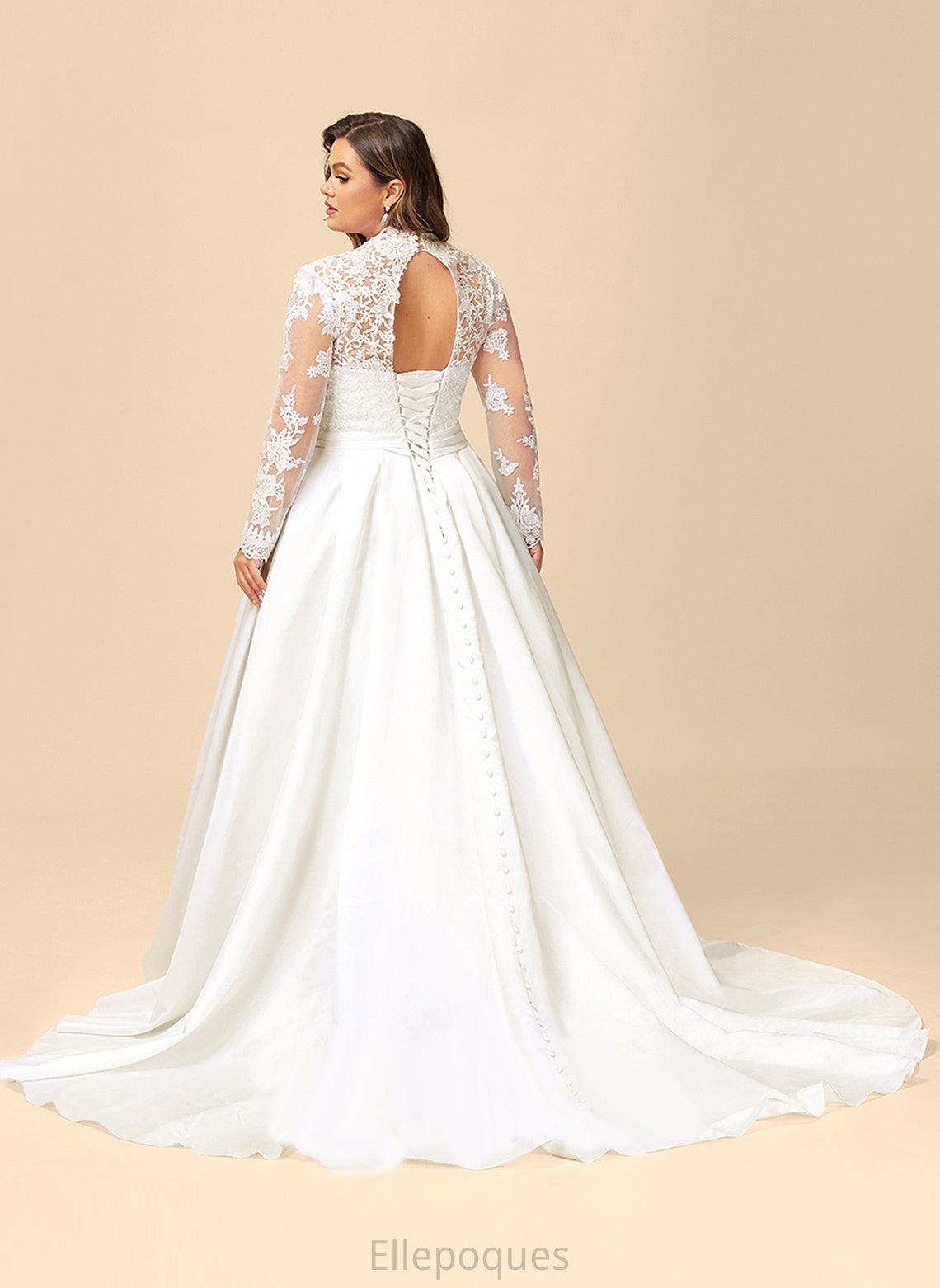 V-neck Leia Court Lace Ball-Gown/Princess Train Dress Wedding Bow(s) With Satin Wedding Dresses