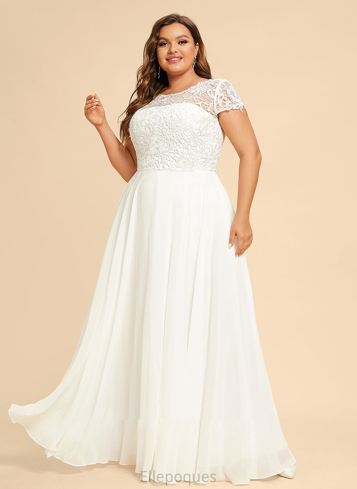 A-Line Lace Wedding Dress Wedding Dresses Ashlyn Chiffon Scoop Floor-Length