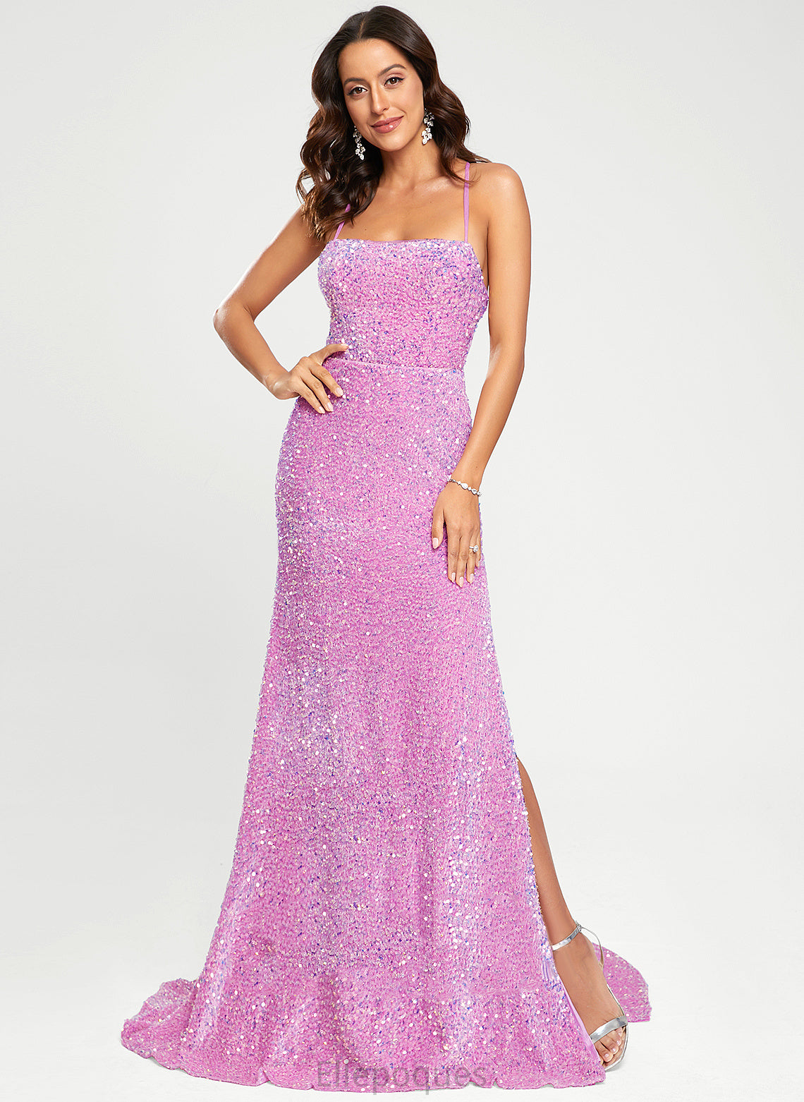 Sequined Train Trumpet/Mermaid Square Alisson Prom Dresses Sweep