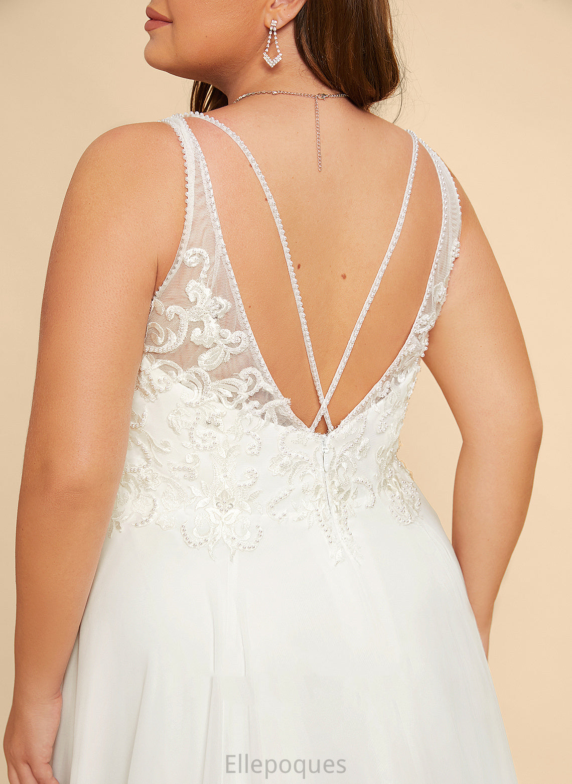 Lace Dress Sofia V-neck Chiffon With Beading Train Sequins A-Line Split Front Sweep Wedding Dresses Wedding