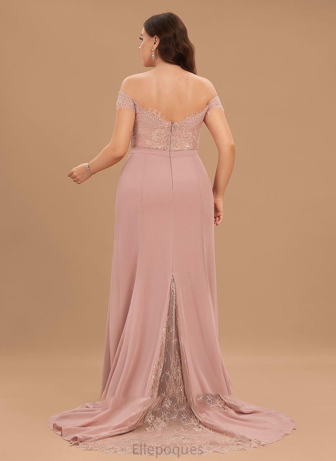 Train Lace Court Prom Dresses Mckinley With Sequins Off-the-Shoulder Chiffon Trumpet/Mermaid