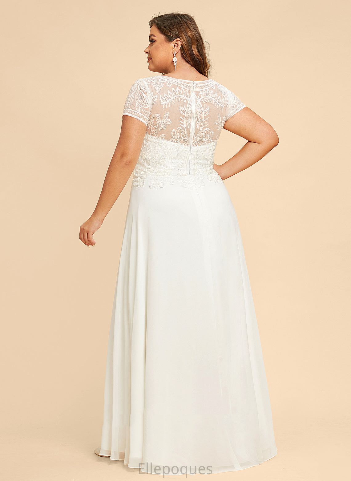 Abigayle Chiffon With Wedding Floor-Length Dress Scoop Wedding Dresses Lace Sequins