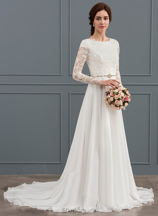 Wedding Dresses Beading A-Line Wedding Dress Lace Court With Chiffon Aryanna Train