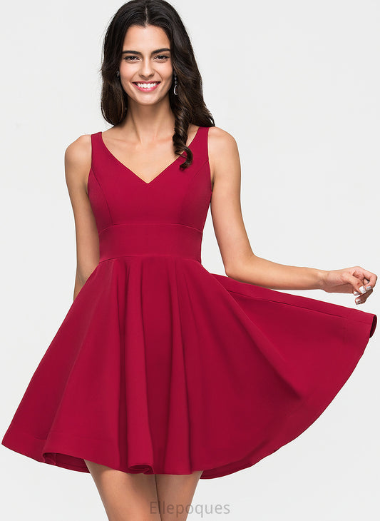 Stretch Crepe Dress Short/Mini V-neck Allison Homecoming A-Line Homecoming Dresses