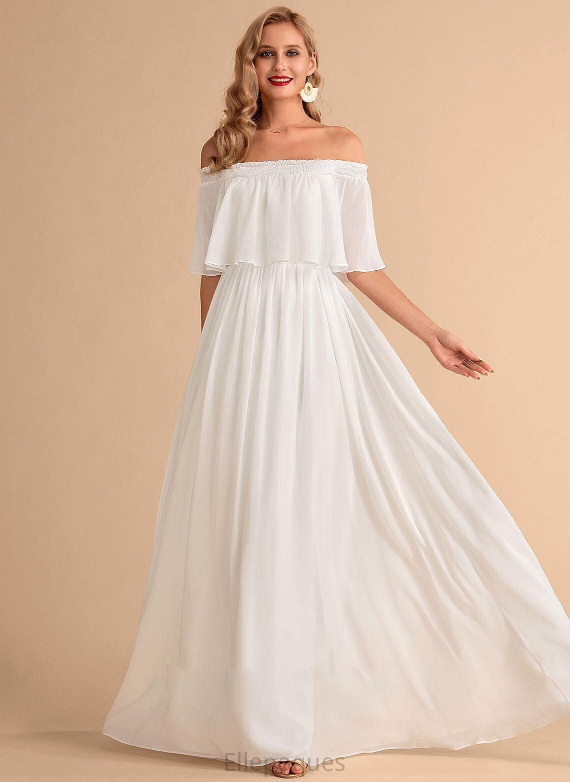 Floor-Length With Chiffon Wedding Wedding Dresses Front Lydia Dress Split A-Line