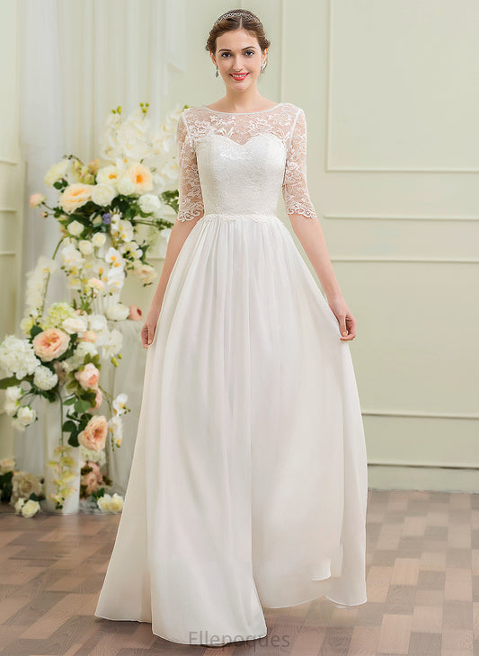 Wedding Dresses Illusion Jewel Wedding Dress Floor-Length A-Line Chiffon