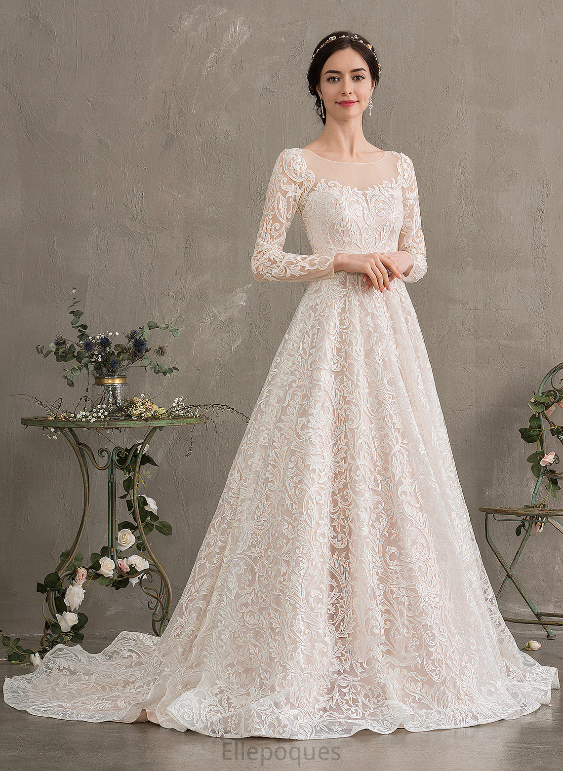 Court Illusion Train Wedding Annika Wedding Dresses Lace Ball-Gown/Princess Dress