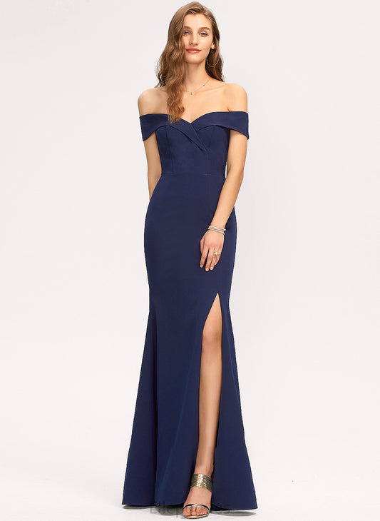 Trumpet/Mermaid Cassie With Prom Dresses Stretch Off-the-Shoulder Split Crepe Front Floor-Length