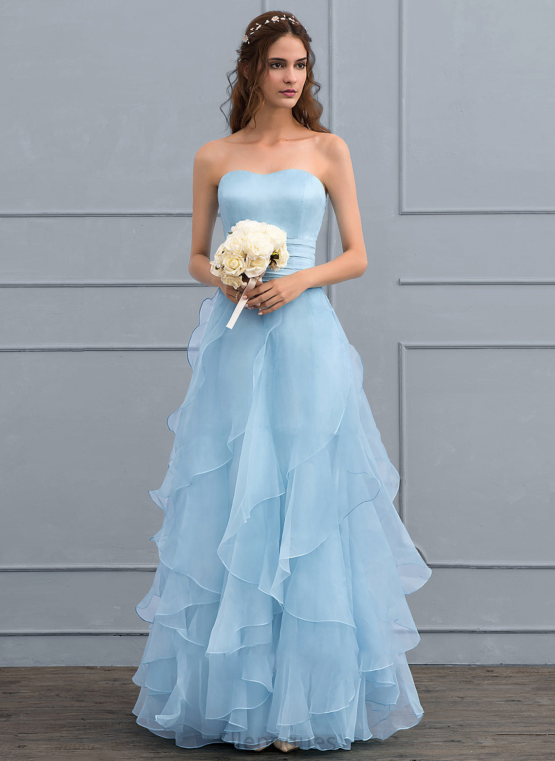 Dress Organza Sweetheart A-Line Ruffles Wedding Dresses Kennedi Wedding Floor-Length With Cascading