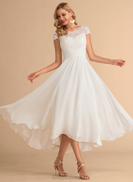 Asymmetrical Wedding Dresses A-Line Chiffon Scoop Dress Neck Katherine Wedding