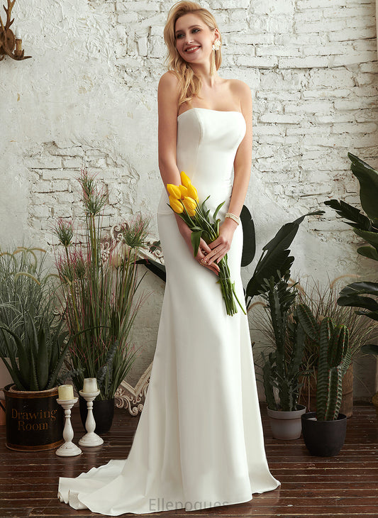 Wedding Dresses Strapless Terri Sweep Wedding Crepe Dress Train Stretch Trumpet/Mermaid