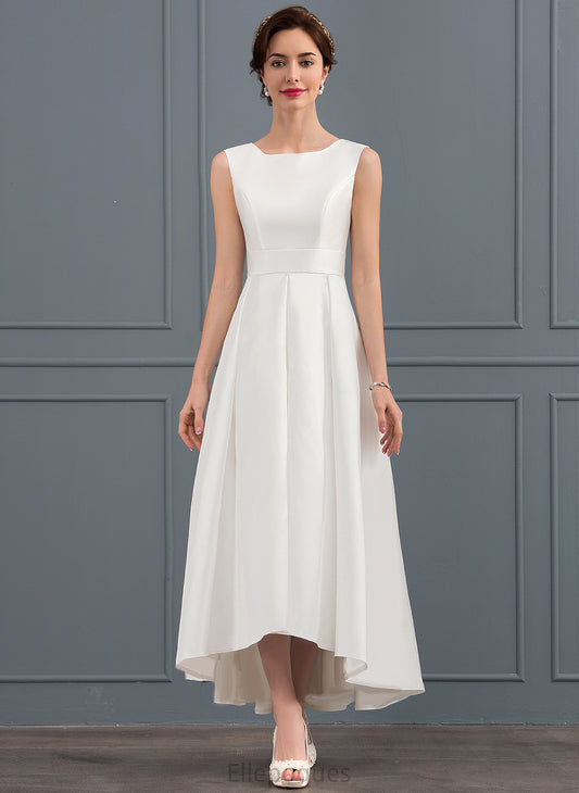 Satin Wedding Dress A-Line Asymmetrical Viv Wedding Dresses Square