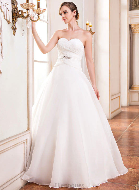 With Dress Wedding Ruffle Wedding Dresses Organza Beading Floor-Length Sweetheart Lea Sequins Ball-Gown/Princess