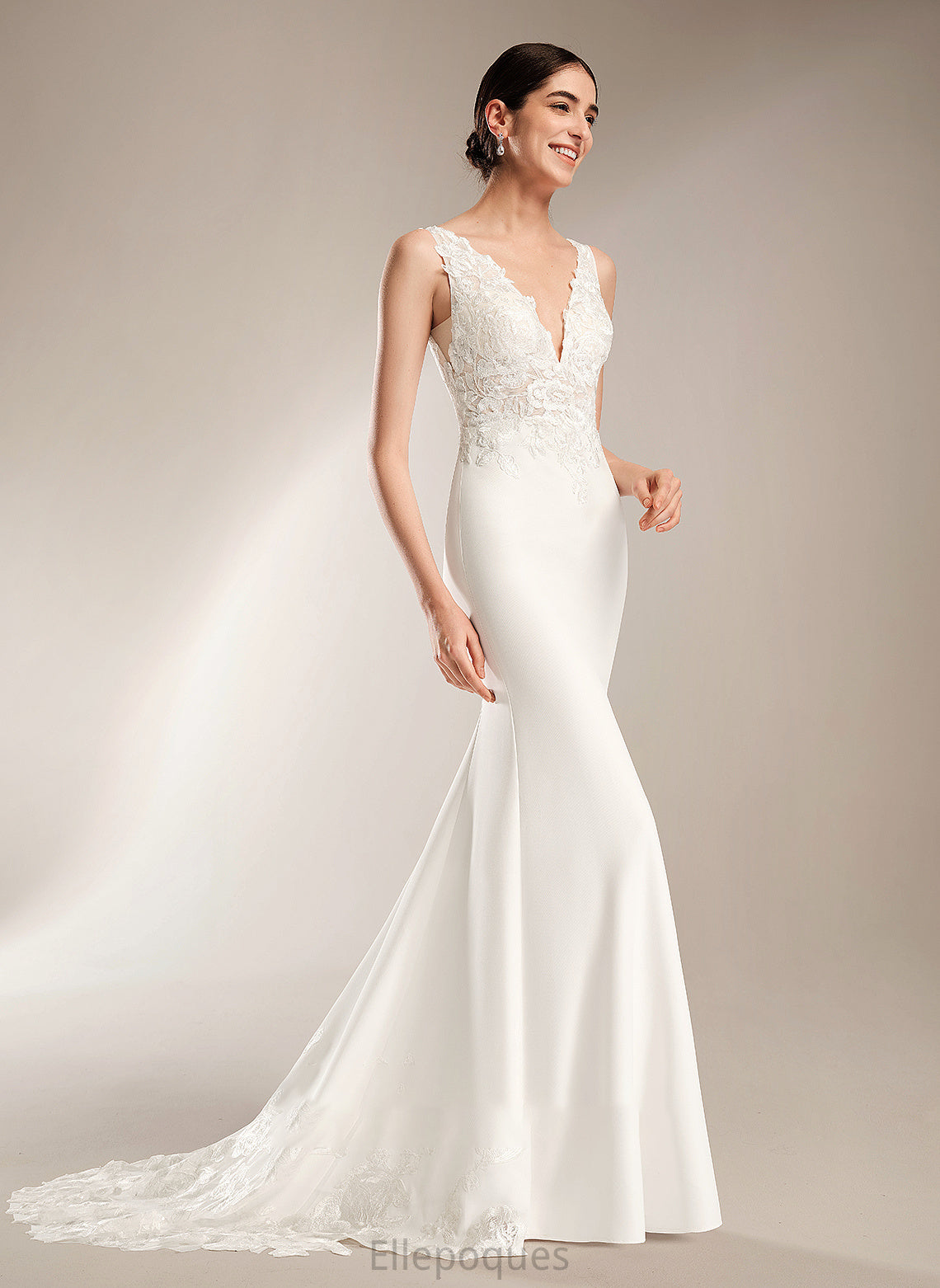 Train Wedding Dresses Elsa With V-neck Court Dress Wedding Sheath/Column Sequins