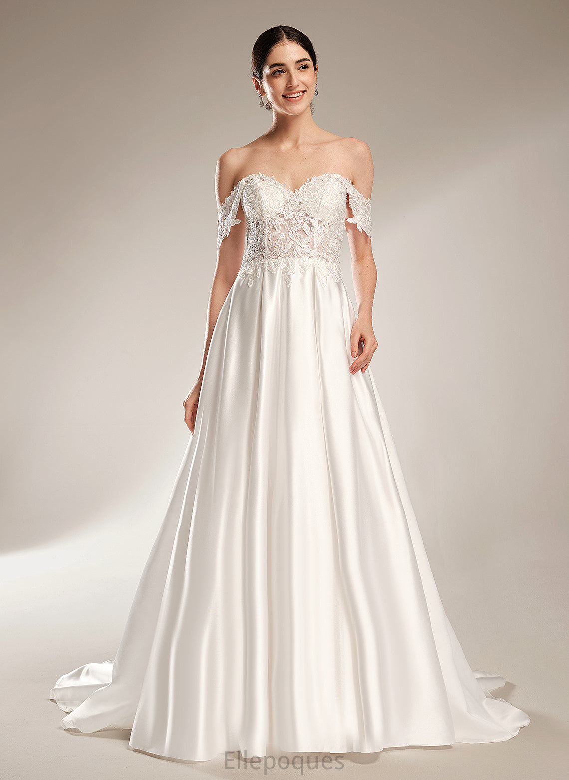 Dress Train Lace Wedding Dresses Sweetheart Chapel With Satin Aiyana Ball-Gown/Princess Wedding Sequins