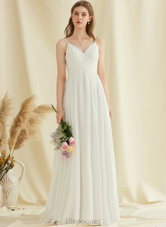 Wedding Chiffon Autumn Dress Wedding Dresses Floor-Length A-Line V-neck