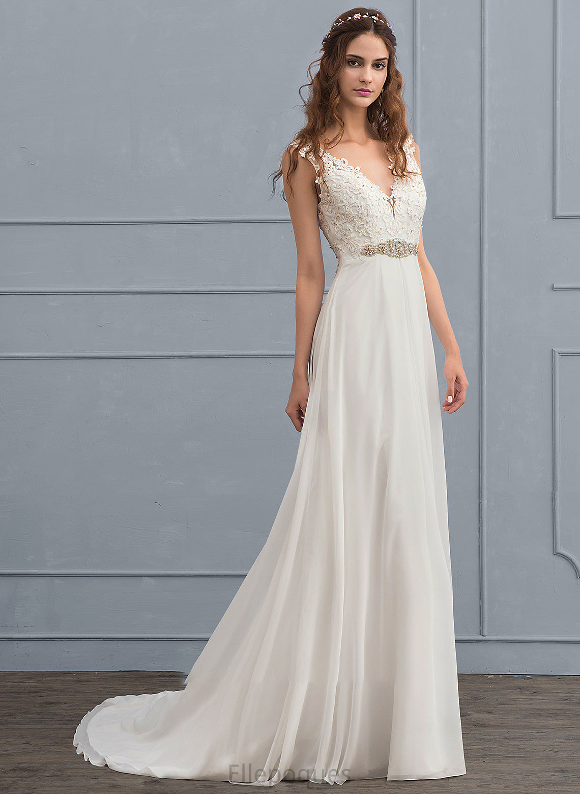 Sequins Wedding Wedding Dresses Court V-neck Chiffon Abbey With A-Line Train Dress Beading