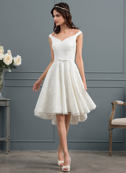 Lace Bow(s) Wedding Wedding Dresses Asymmetrical A-Line Dress With Crystal