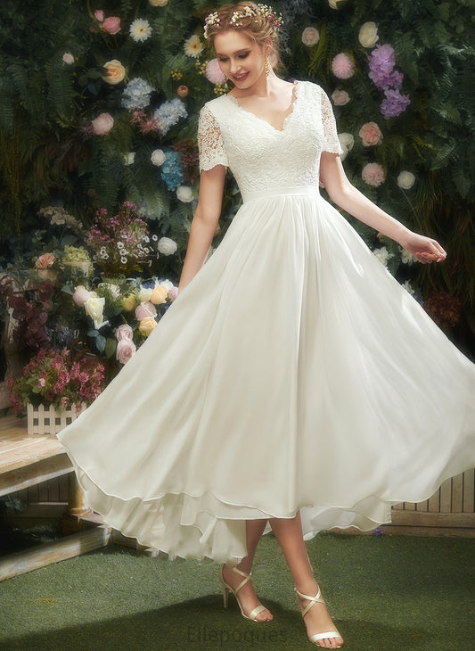 Wedding Wedding Dresses A-Line With Dress Zion V-neck Asymmetrical Lace