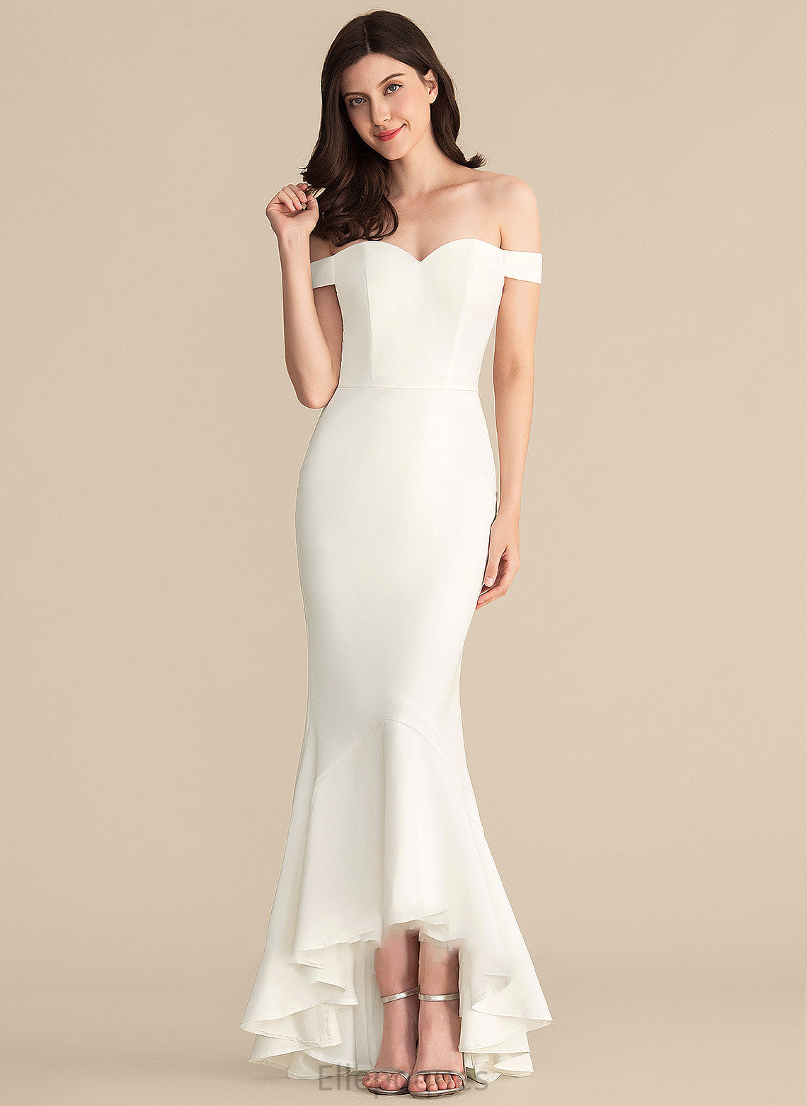 Wedding Crepe Kailey Trumpet/Mermaid Off-the-Shoulder Asymmetrical Wedding Dresses Dress Stretch