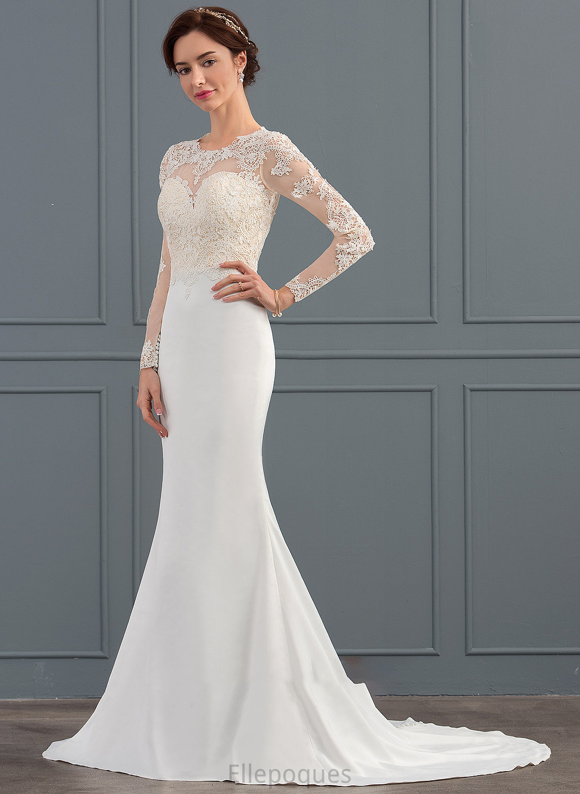 Sweep Crepe Dress Stretch Trumpet/Mermaid Train Wedding Illusion Genevieve Wedding Dresses